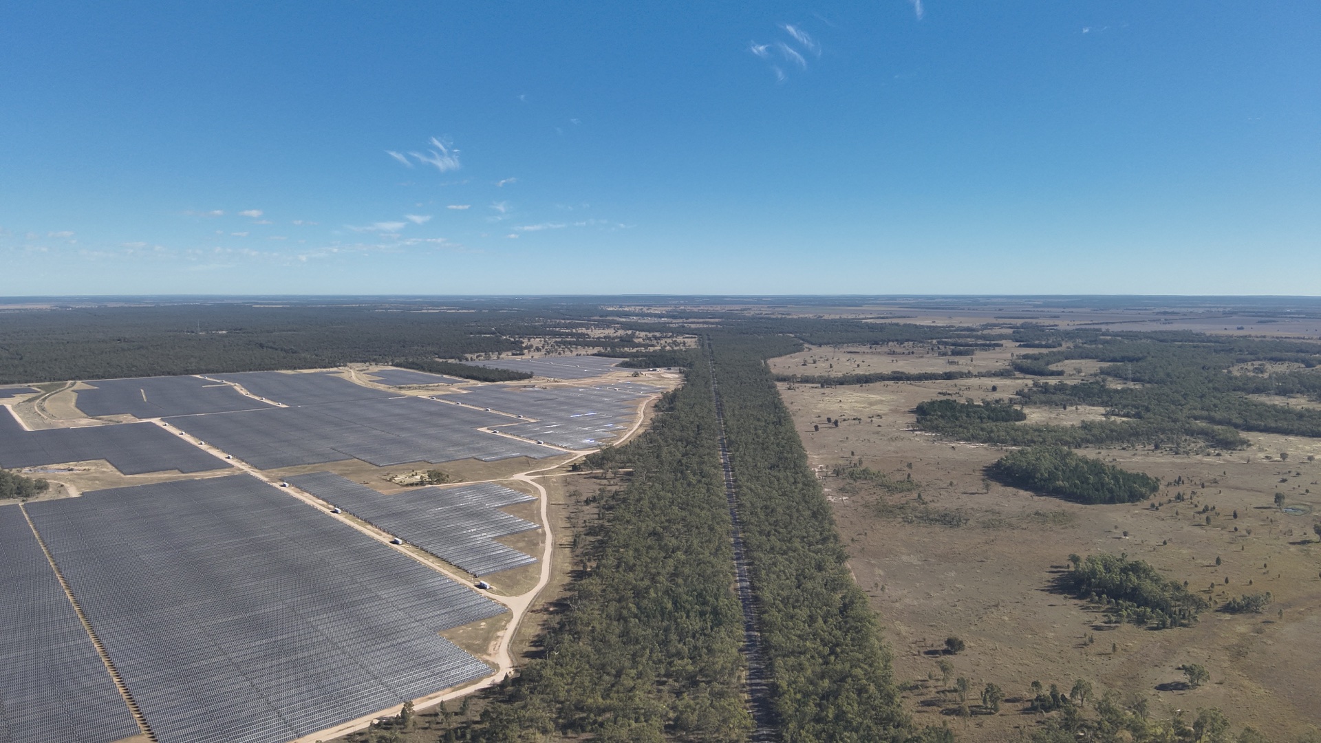 Aerial view of Edenvale Solar Park and surrounding landscape